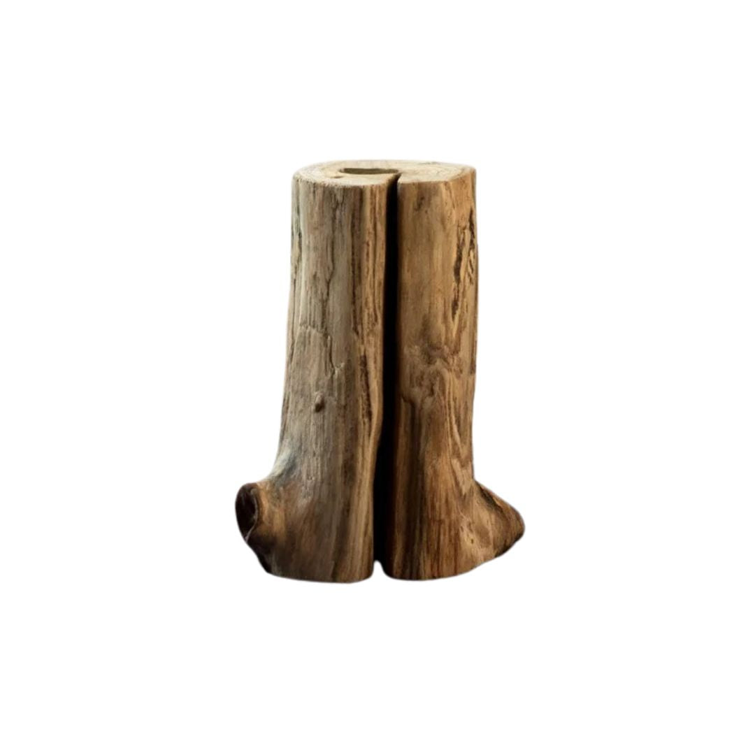 Vase en Bois Massif pour Fleurs Séchées