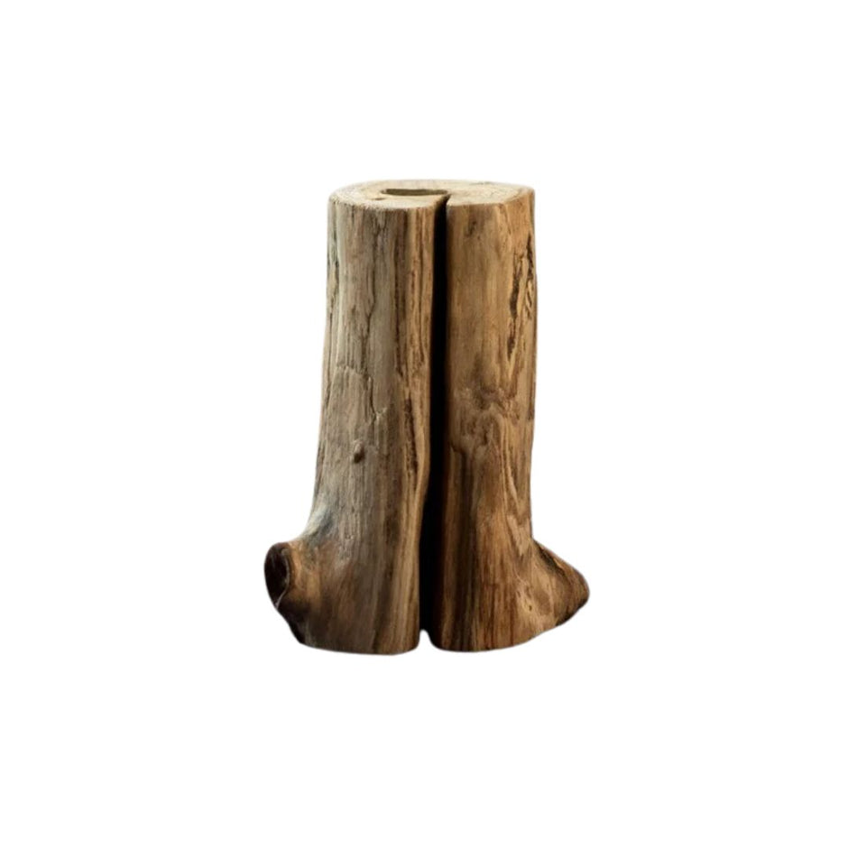 Vase en Bois Massif pour Fleurs Séchées