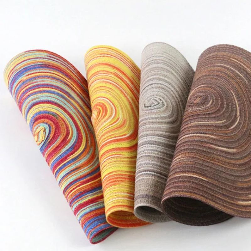 Set De Table Vinyle Rond Moderne Durable Et Facile À Nettoyer