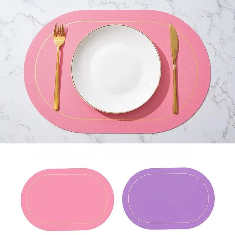 Set De Table Ovale En Cuir Style Nordique Résistant