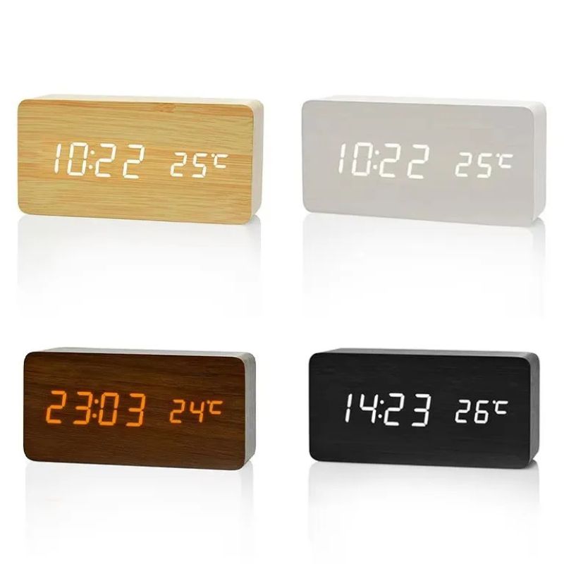 Horloge En Bois Numérique Avec Écran LED