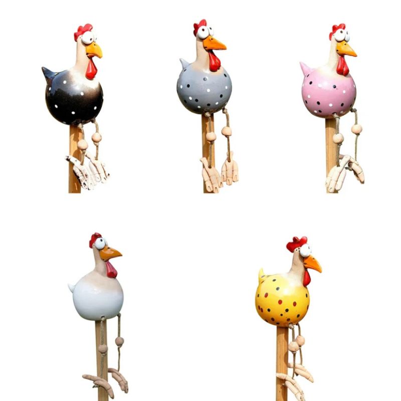 Sculpture Jardin Poule Sur Piquet Avec Style Artisanal