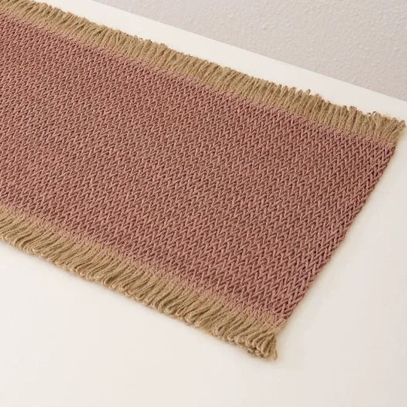 Set De Table En Papier Naturel Avec Finition Frangée Lot de 4 Pièces