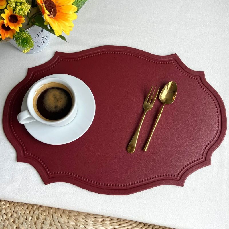 Set De Table Cuir Élégant Design Unique Antidérapant Et Facile À Nettoyer