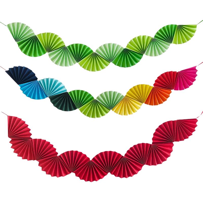 Décorations Festives Guirlande D’Éventail En Papier Coloré