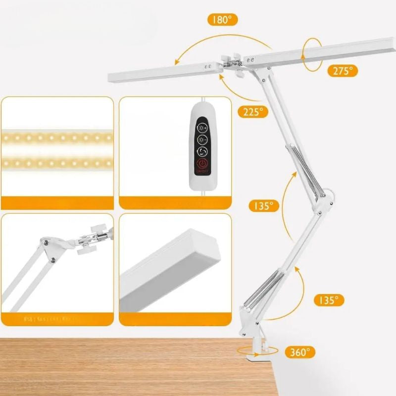 Lampe De Bureau LED Double Éclairage À Pince