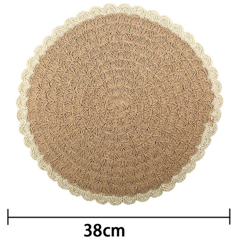 Set De Table En Papier Rond Tissé Naturel Et Élégant