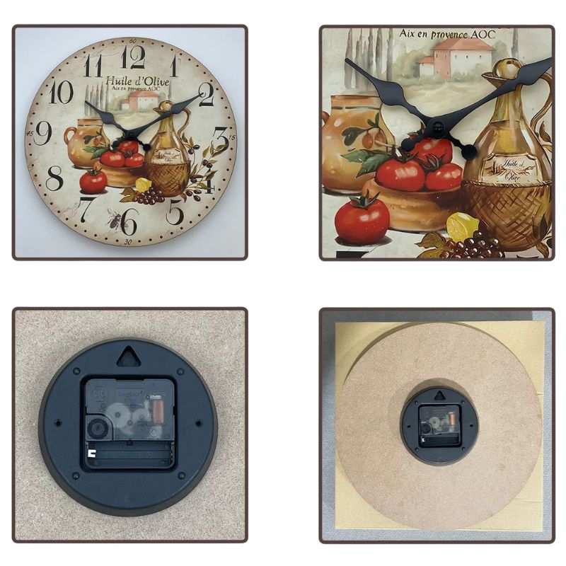 Horloge En Bois Décorative Avec Illustration Cuisine Méditerranéenne