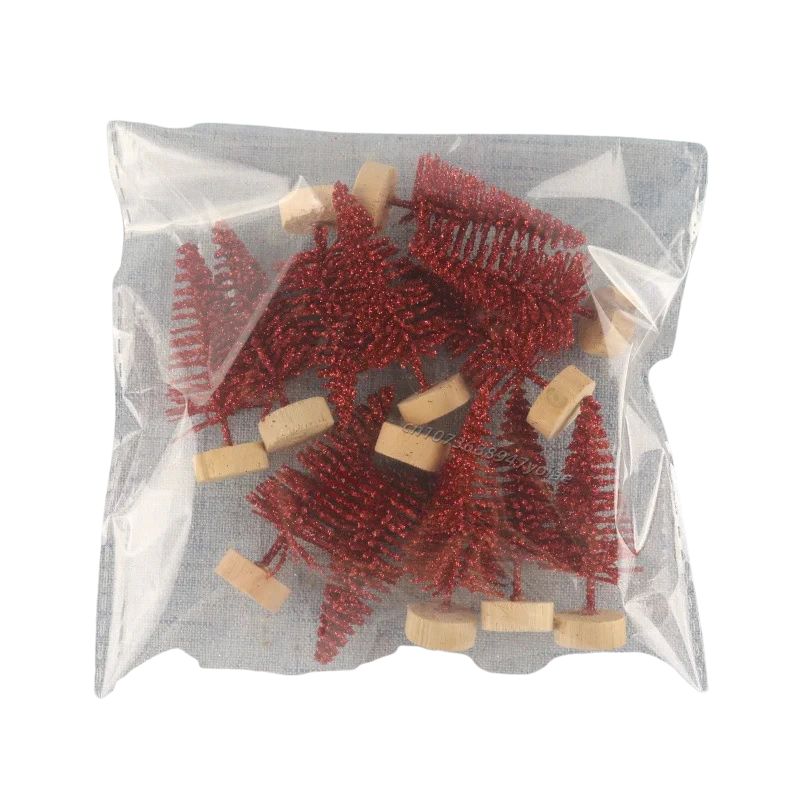 Sapin En Bois Mini Avec Neige Artificielle Lot de 12 Pièces