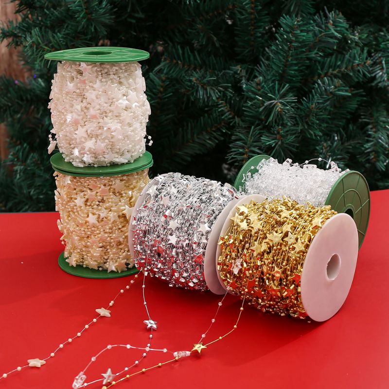 Décorations de Noël Chaînes de Perles Étincelantes