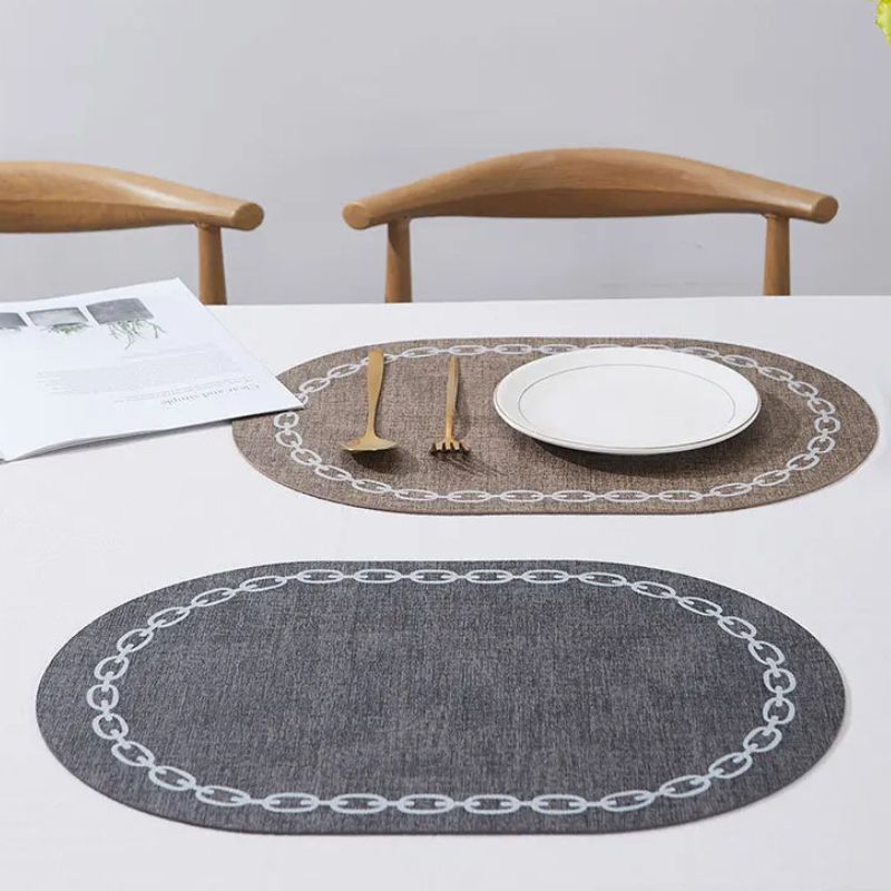 Set De Table Cuir Forme Ovale Lavable Avec Motif Chaîne