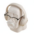 Sculpture Moai Design Avec Casque Audio Et Lunettes Modernes