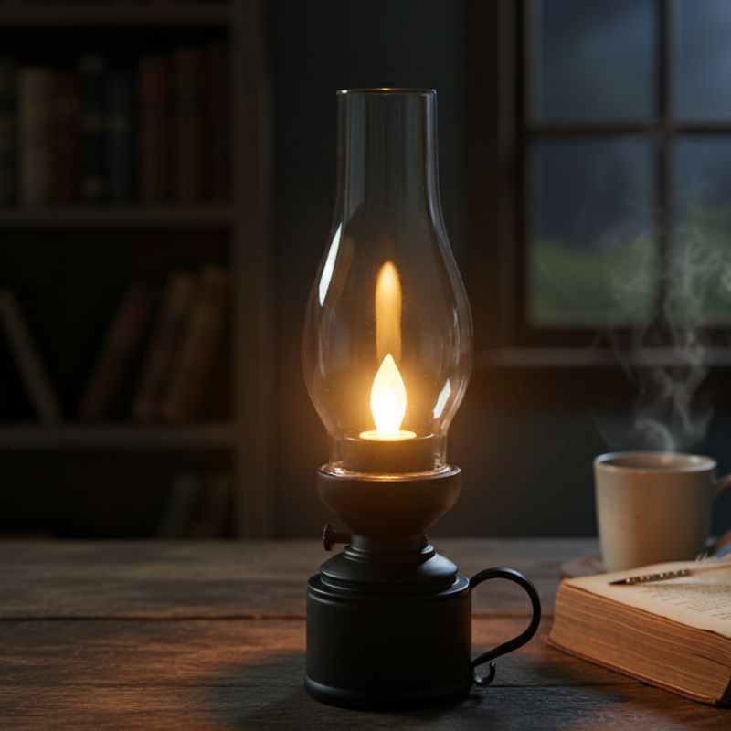 Éclairage de Table Vintage à LED Imitation Lanterne à Pile