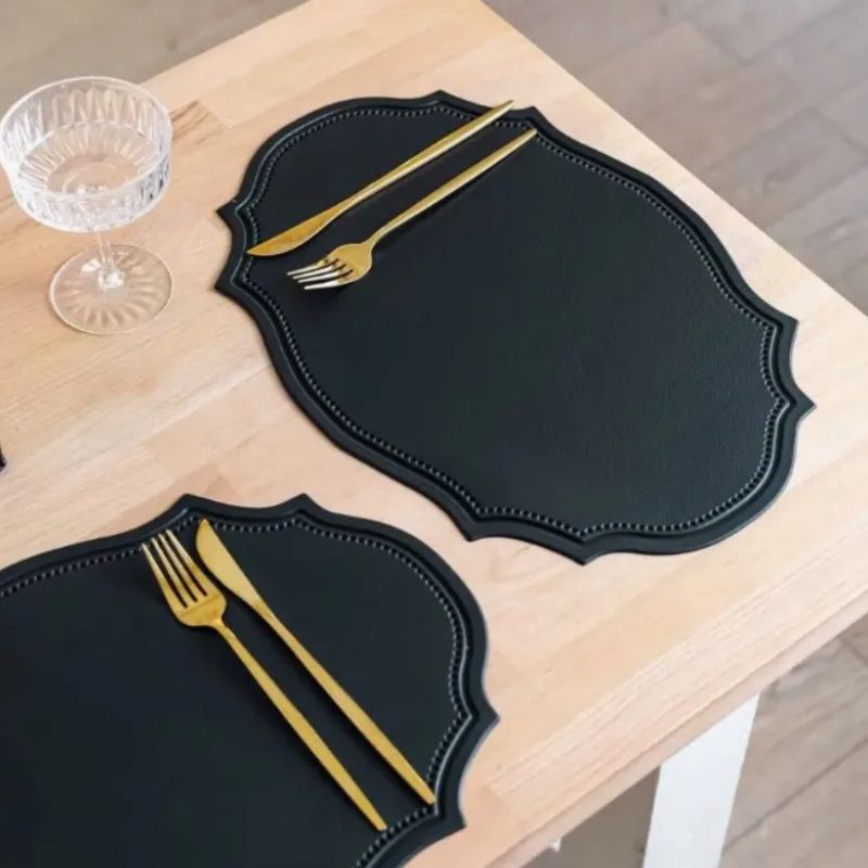 Set De Table Cuir Élégant Design Unique Antidérapant Et Facile À Nettoyer