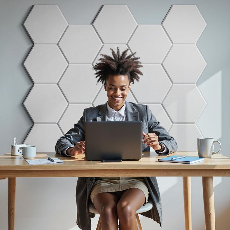 Panneau Mural Acoustique Hexagonal Auto Adhésif