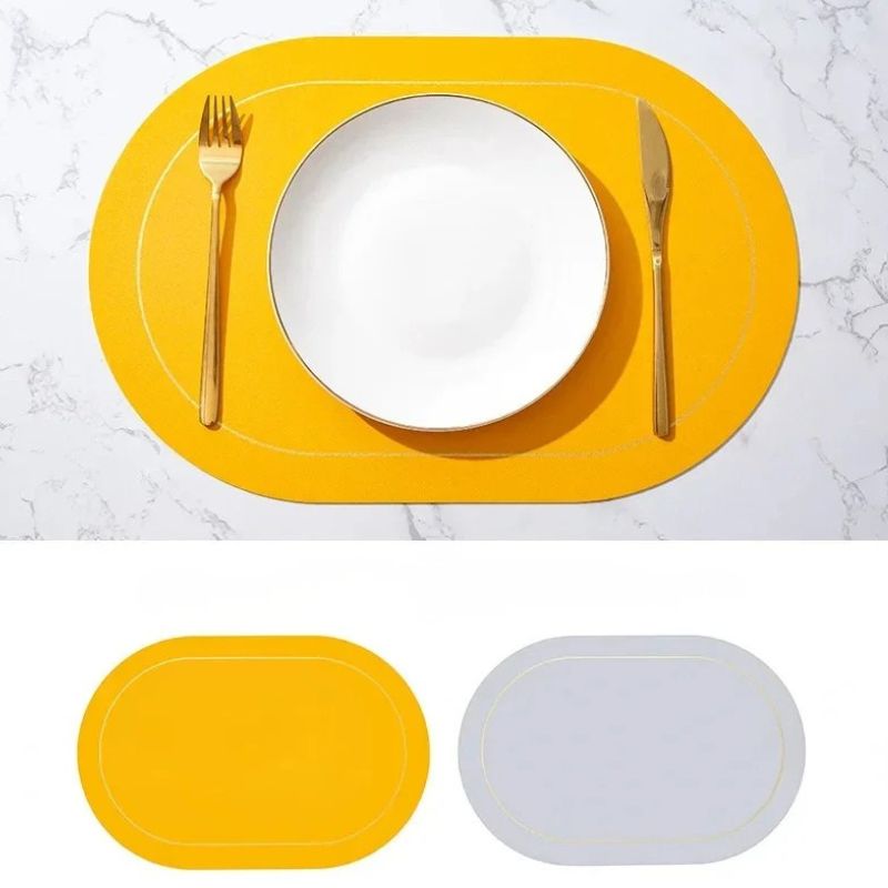 Set De Table Ovale En Cuir Style Nordique Résistant