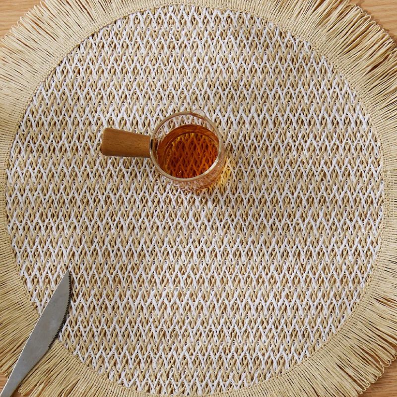 Set De Table En Papier Bohème Rond Avec Franges Naturelles