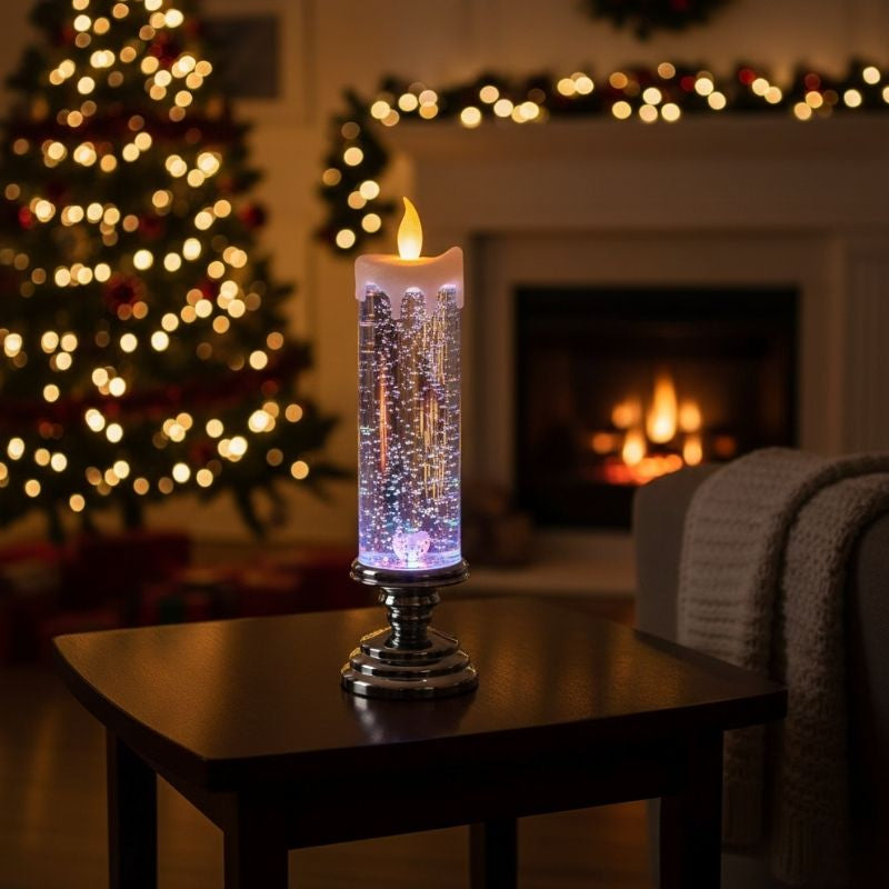 Décoration de Noël Bougie LED Pailletée