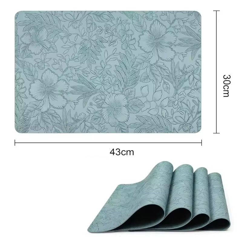 Set De Table Cuir Motif Floral Imperméable Et Antidérapant