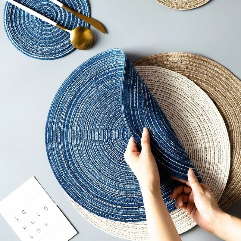 Set De Table Rond En Lin Antidérapant