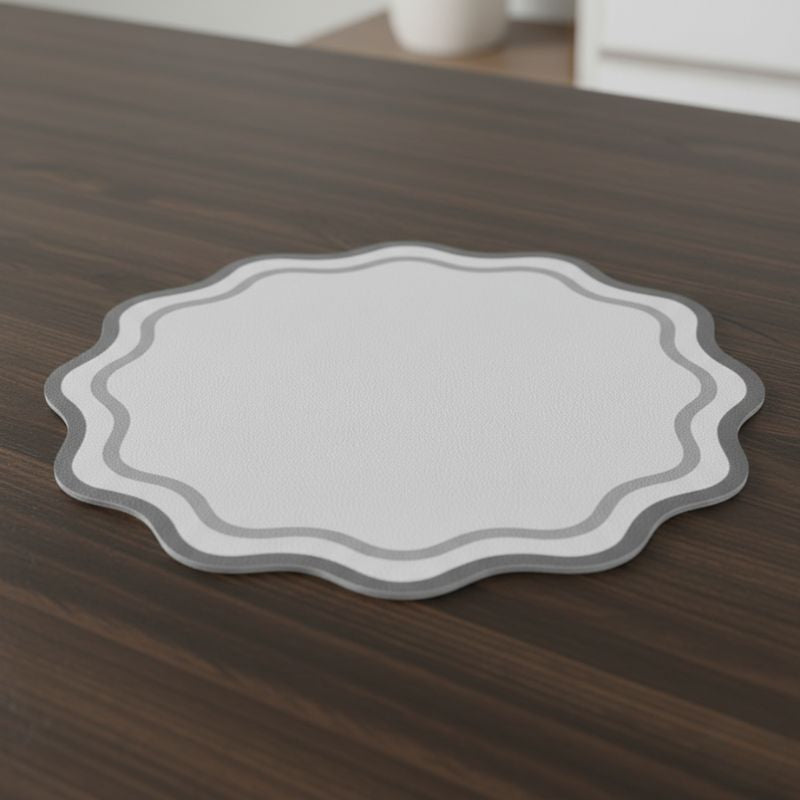 Set De Table Cuir Design Fleur Bord Ondulé
