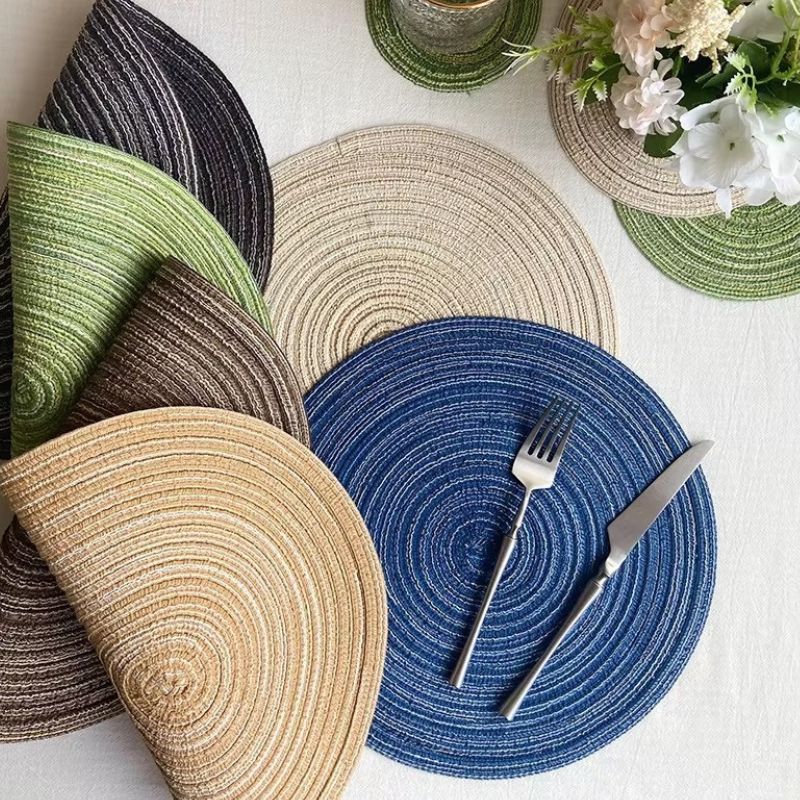 Set De Table Rond En Lin Antidérapant