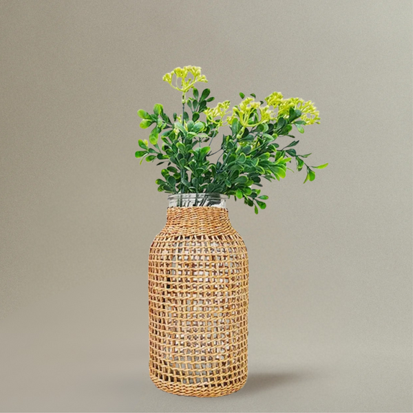 Vase à Fleurs en Osier Style Rétro