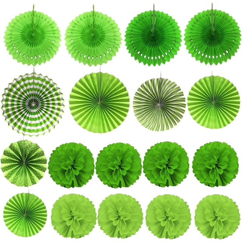 Décorations Festives Guirlande De Fleurs En Papier Avec Pompons Et Éventails