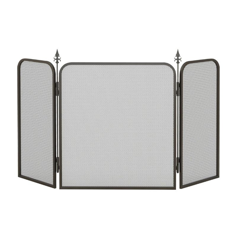 Pare Étincelles De Cheminée Avec Trois Panneaux Métalliques