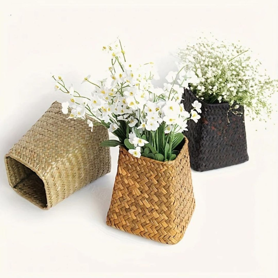 Vase Maison à Fleurs Tissé en Bambou et Rotin