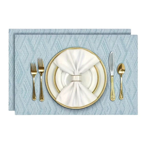 Set De Table Vinyle Bleu Clair Lavable Et Résistant À La Chaleur