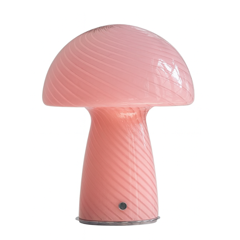 Lampe Champignon En Verre Rose Style Vintage