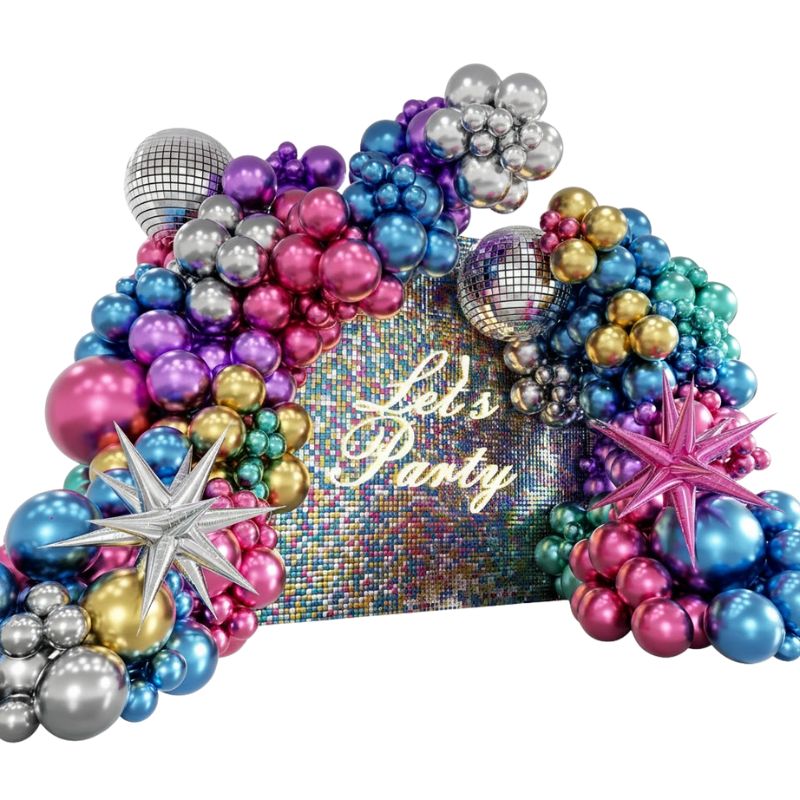 Décorations Festives Kit D’Arche De Ballons Métalliques Disco 135 Pièces