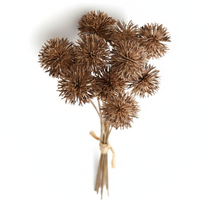 Fleur Artificielle Marron Avec Pompons Rigides