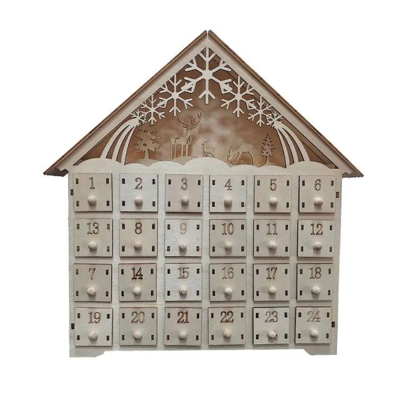 Calendrier De L’Avent Décoratif En Bois Gravé Élégant