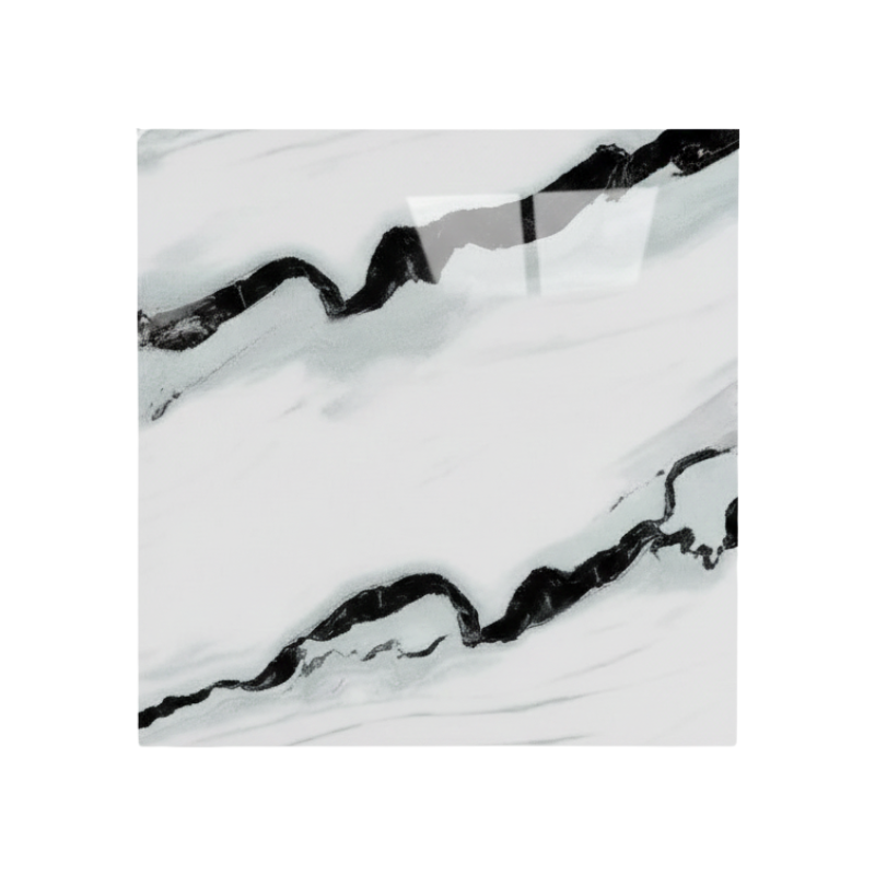 Panneau Mural PVC Avec Effet Marbre Blanc Et Veinage Noir Moderne