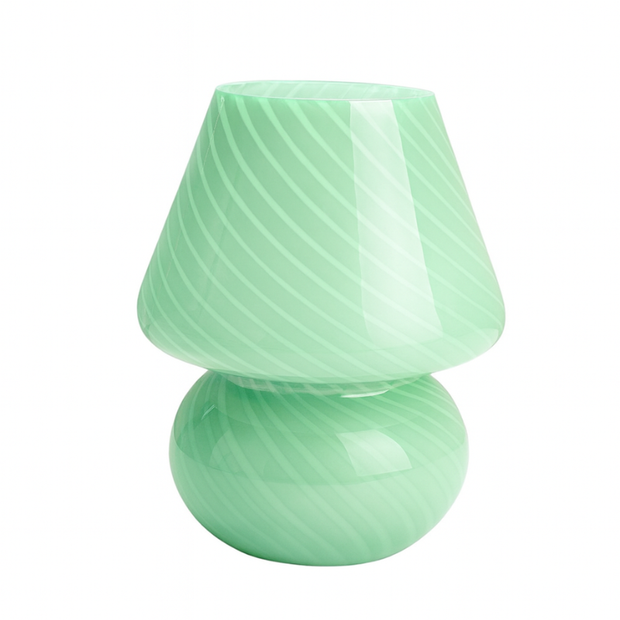 Lampe Champignon Verte En Verre Strié Élégante