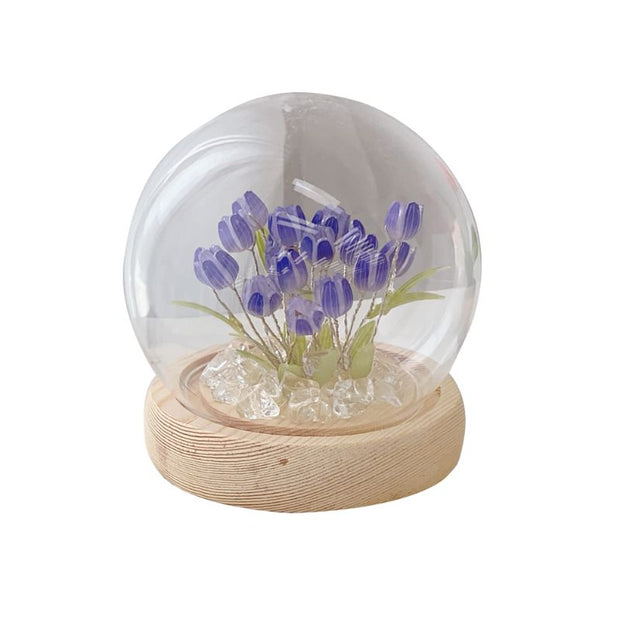 Fleurs Lumineuses LED Tulipes Sous Cloche