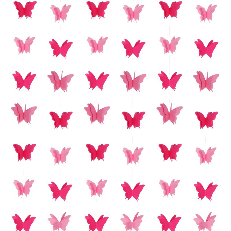 Guirlandes pour Anniversaire Papillon Rose 3D Lot de 4