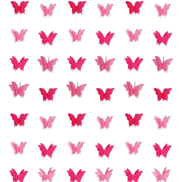 Guirlandes pour Anniversaire Papillon Rose 3D Lot de 4