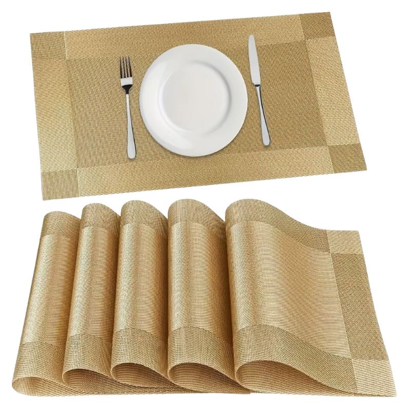 Set De Table Vinyle Doré Brillant Résistant À La Chaleur