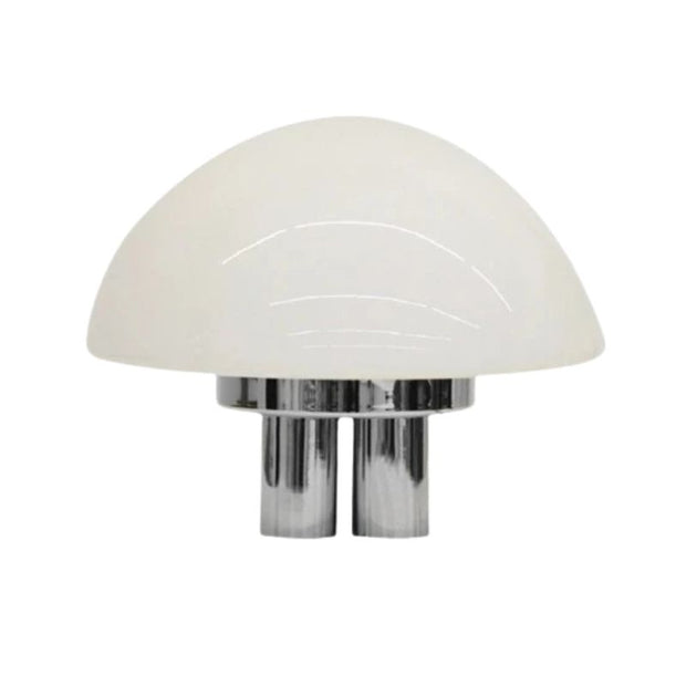 Lampe Champignon Année 70 En Acrylique Blanc Et Métal Chromé