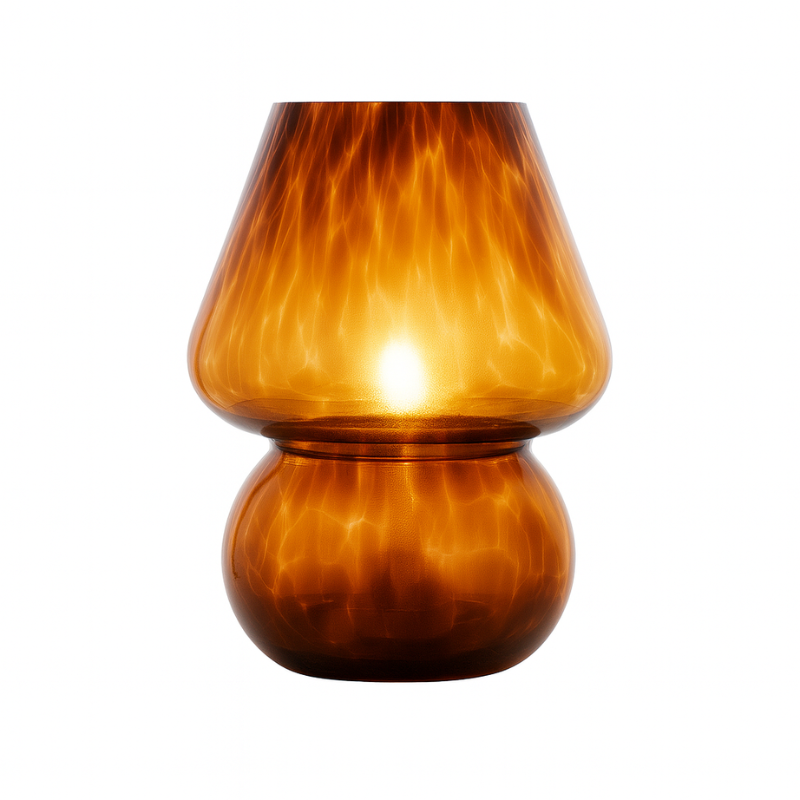 Lampe Champignon En Verre Ambre Design Élégant