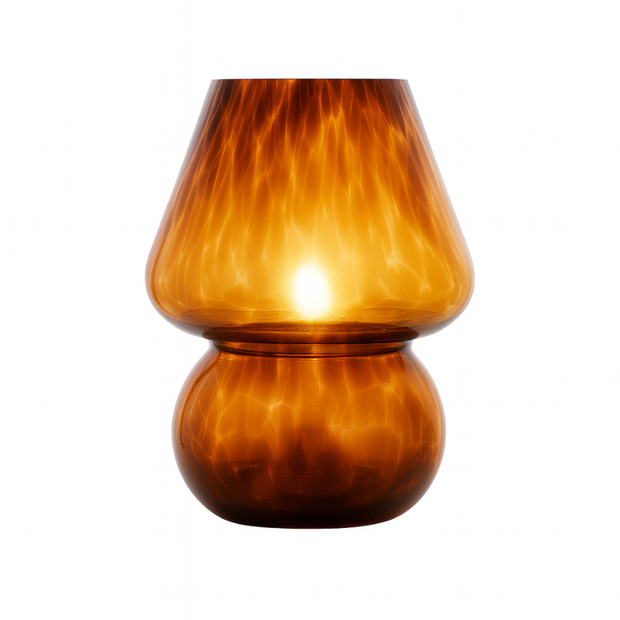 Lampe Champignon En Verre Ambre Design Élégant