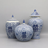 Vase en Porcelaine Chinoise Style Vintage Bleu et Blanc