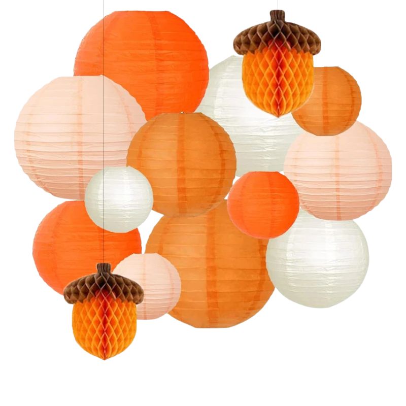Lanternes Décoratives Suspendues en Papier avec Boules Nid d’Abeille