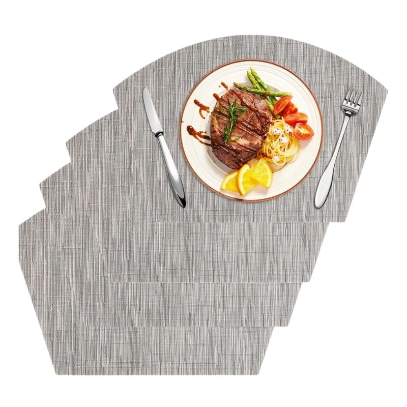 Set De Table Vinyle Gris Antidérapant Et Résistant 4 Pièces