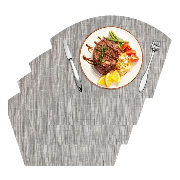 Set De Table Vinyle Gris Antidérapant Et Résistant 4 Pièces