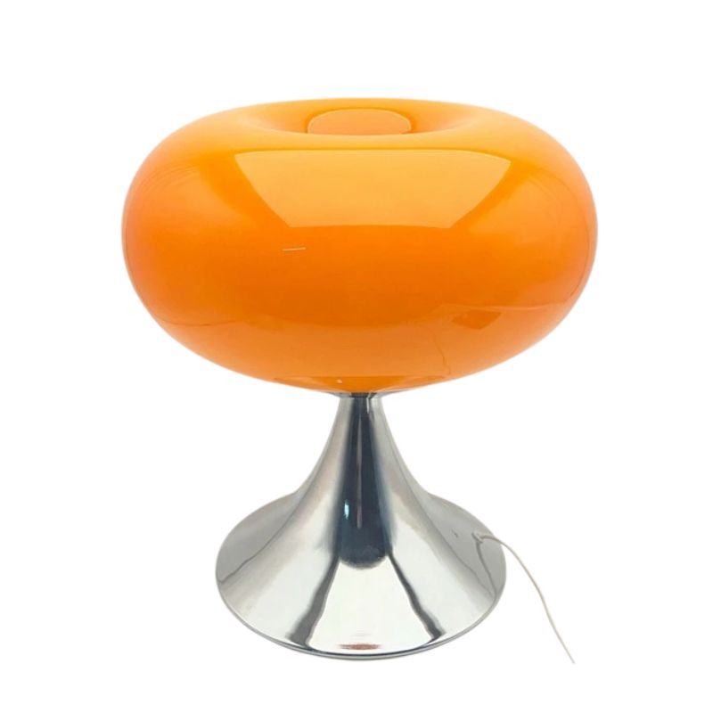 Lampe Champignon Orange En Verre Et Métal