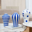 Vase Bleu en Céramique Matelassée Géométrique